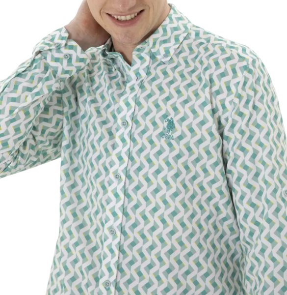 Рубашка с длинным рукавом мужская / Бирюзовый / 50