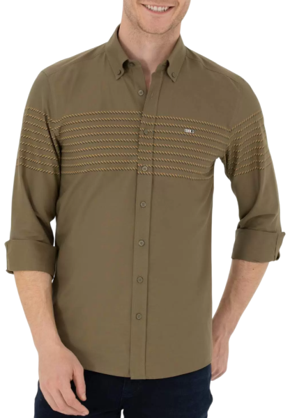 Рубашка с длинным рукавом мужская / Тёмно-зелёный / 48