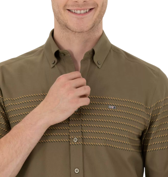 Рубашка с длинным рукавом мужская / Тёмно-зелёный / 48
