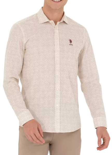 Рубашка с длинным рукавом мужская / Бежевый / 48