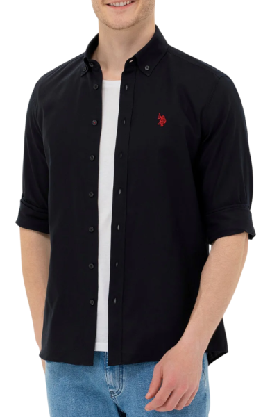 Рубашка с длинным рукавом мужская / Синий / 44