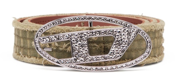 Ремень со стразами женский / Зеленый / S