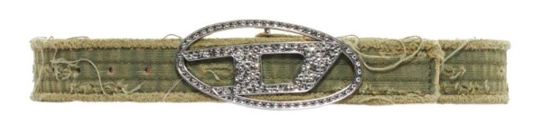 Ремень со стразами женский / Зеленый / S