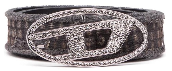 Ремень со стразами женский / Черный / S