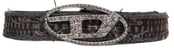Ремень со стразами женский / Черный / S