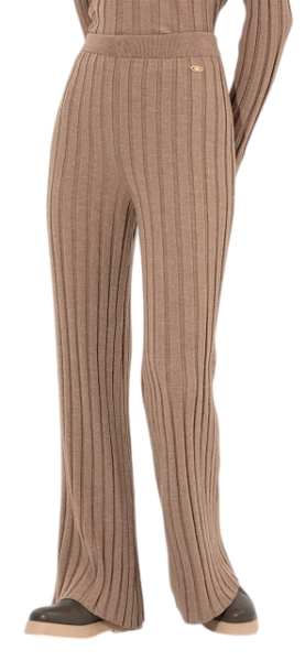 Брюки трикотажные в рубчик женские / Коричневый / 46