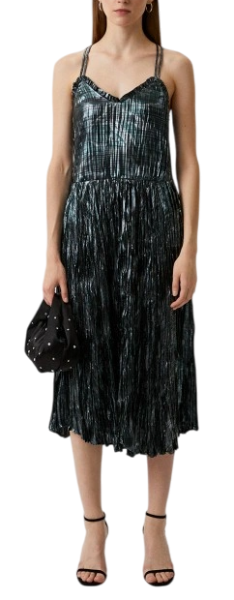 Платье с металлическим эффектом женское / Черный / 40