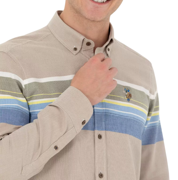 Рубашка с длинным рукавом мужская / Хаки / 46