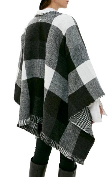 Пончо в клетку женское / Черно-белый / 44