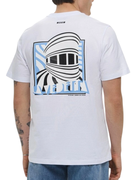 Футболка с принтом на спине мужская / Белый / 46