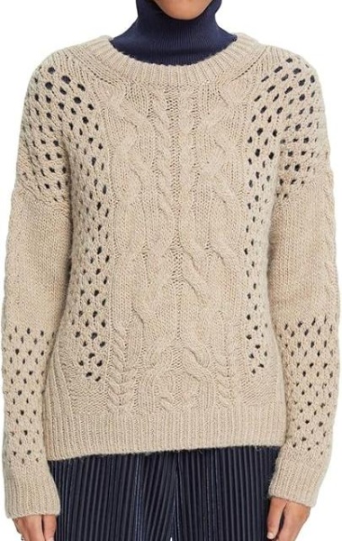 Джемпер с фактурной вязкой женский / Бежевый / 46