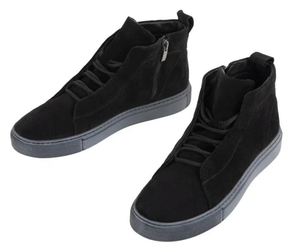 Ботинки из кожи мужские / Черный / 45