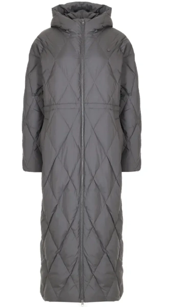 Длинное пуховое пальто / Серый / 38