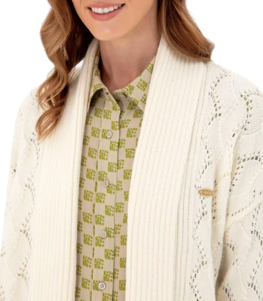 Кардиган удлиненный с рельефным узором женский / Бежевый / 50