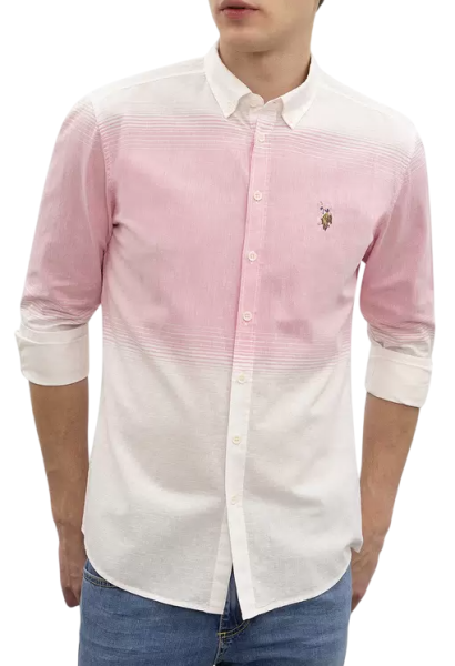 Рубашка с длинным рукавом мужская / Розовый / 46