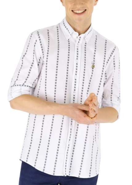 Рубашка с длинным рукавом мужская / Белый / 42