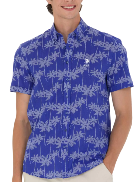 Рубашка с принтом мужская / Фиолетовый / 44