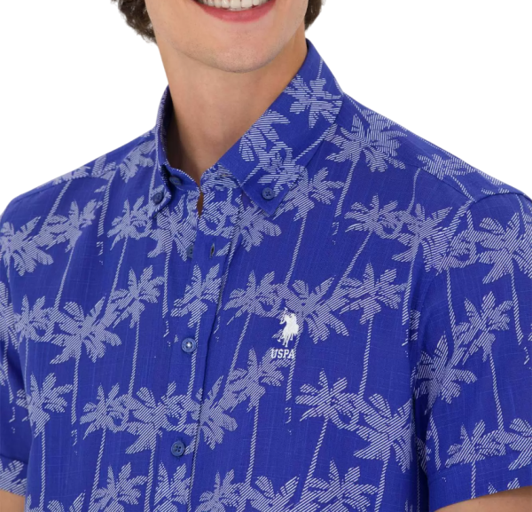 Рубашка с принтом мужская / Фиолетовый / 44