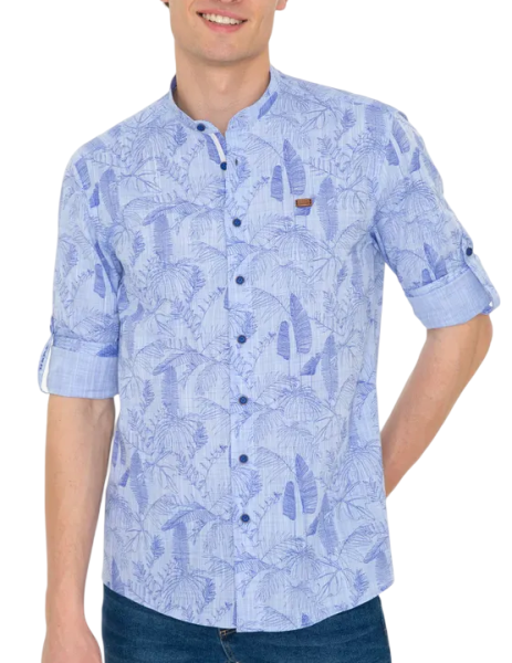 Рубашка с длинным рукавом мужская / Синий / 46