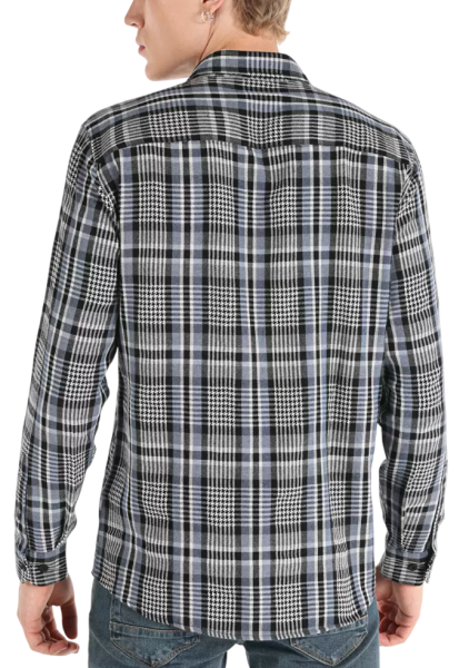 Рубашка в клетку мужская / Голубой / 46