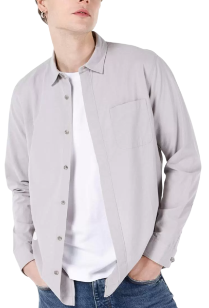 Рубашка с длинным рукавом мужская / Серый / 52