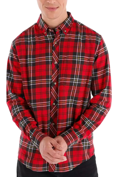Рубашка в клетку мужская / Красный / 46